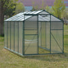 Modern Green UV Safe Garden Greenhouse Aluminium Frame +PE Board w/Sliding Door