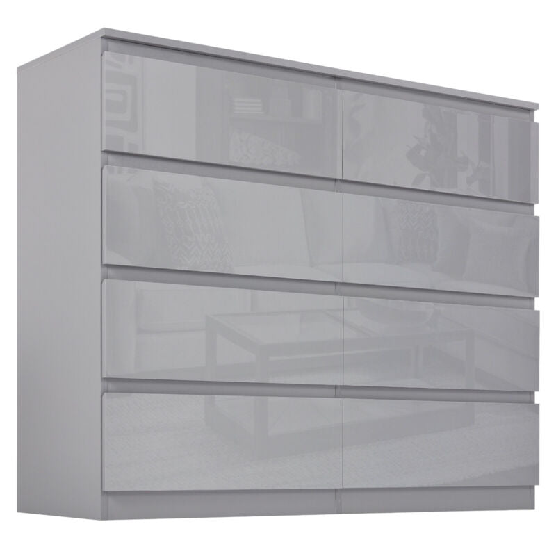 High Gloss Chest of Drawers Tall Wide Bedside Table Cabinet Bedroom Furniture