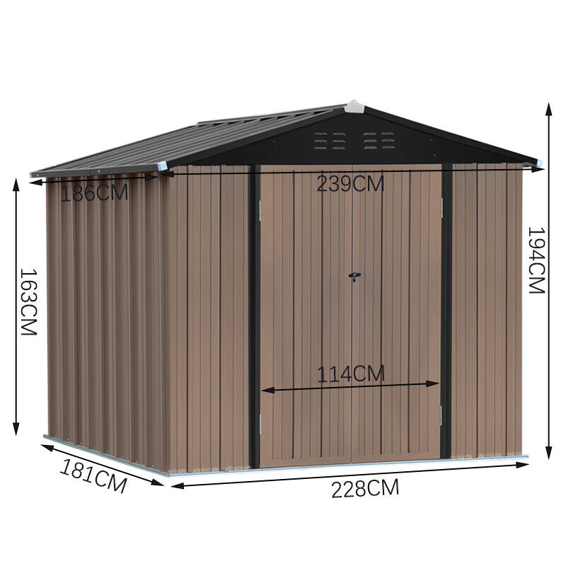 Garden Shed Metal Pent/Apex Roof 5 x 3, 6 x 4, 8 x 6 Outdoor Tool Storage House