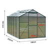 4-10ft Aluminium Greenhouse with/Door Window Galvanized Base Polycarbonate Panel