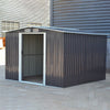 Outdoor Garden Large Metal Shed Tool Storage with Sliding Door and Steel Base