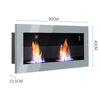 Bio Ethanol Fireplace Wall Mounted/Insert Hanging Bioethanol Glass Front Heating