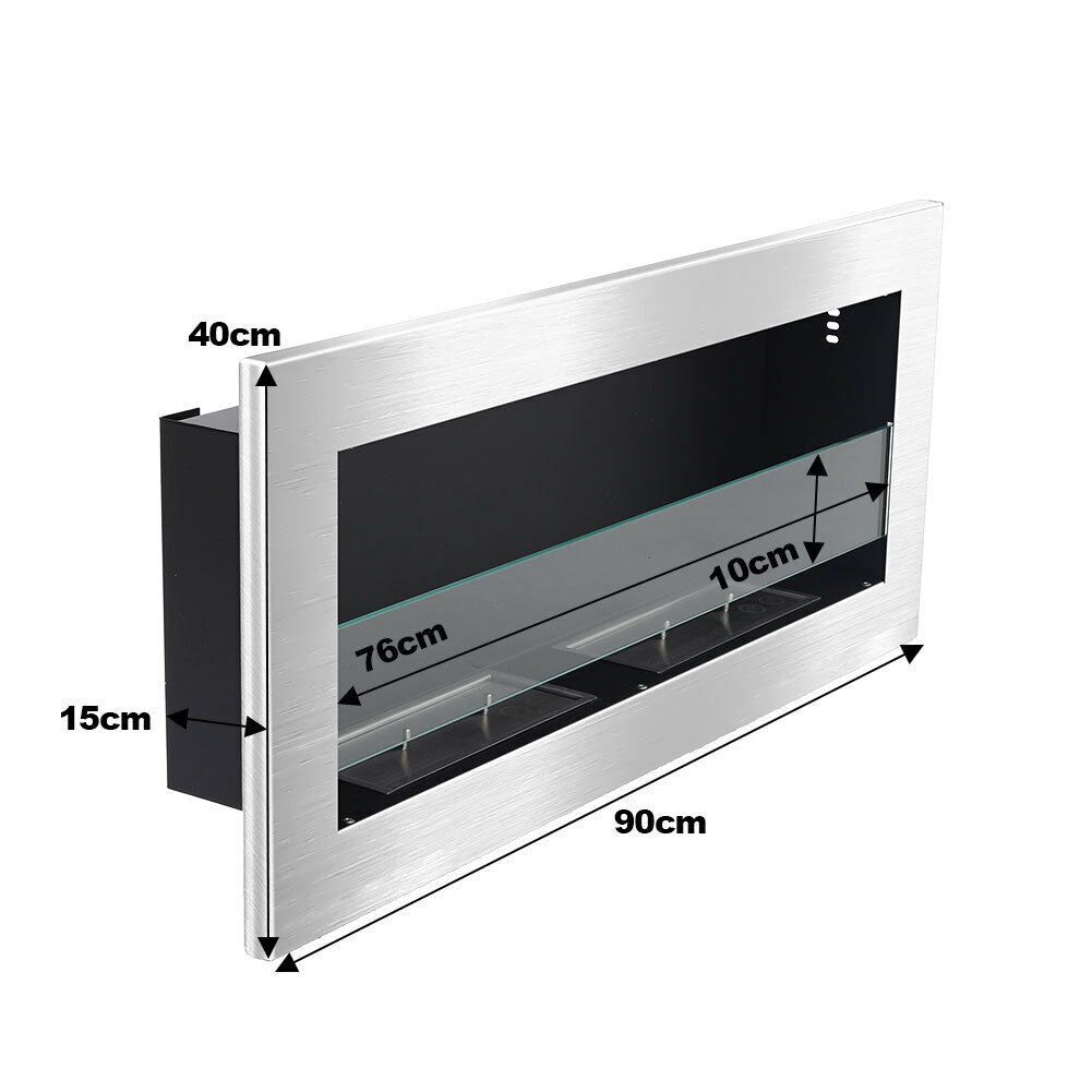 Wall Mounted/Inset Bio Ethanol Fireplace Eco Biofire Burner 90/120/140 x40cm