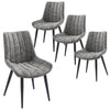 2 4 PCS Stripe Dining Chairs Faux Leather Retro Design for Kitchen Living Room