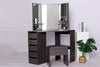 Corner Dressing Table 3 Mirror 5 Drawers Desk Set & Small Stool Black White Grey