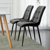 Set of 2 Blue Grey Velvet Dining Chairs Dinning Kitchen Room Metal Leg Padded
