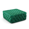 Vintage Green Velvet Buttoned Footstool Chesterfield Button Design Square Stool