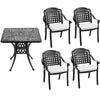 Garden Outdoor Patio Cast Alu Furniture Sets Square Table & 2/4 Chairs W/Cushion