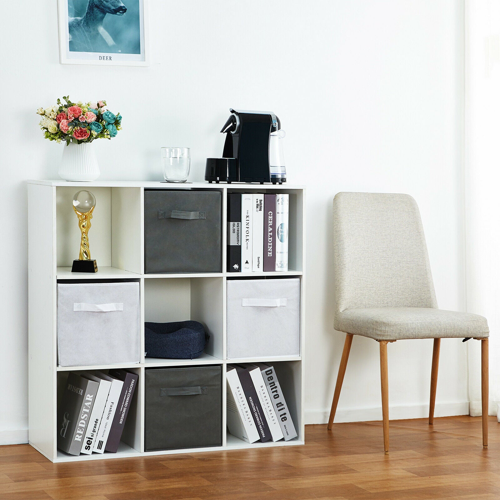 6/9 Cube Wooden Bookcase Shelving Unit Display Storage Shelf Home Office White