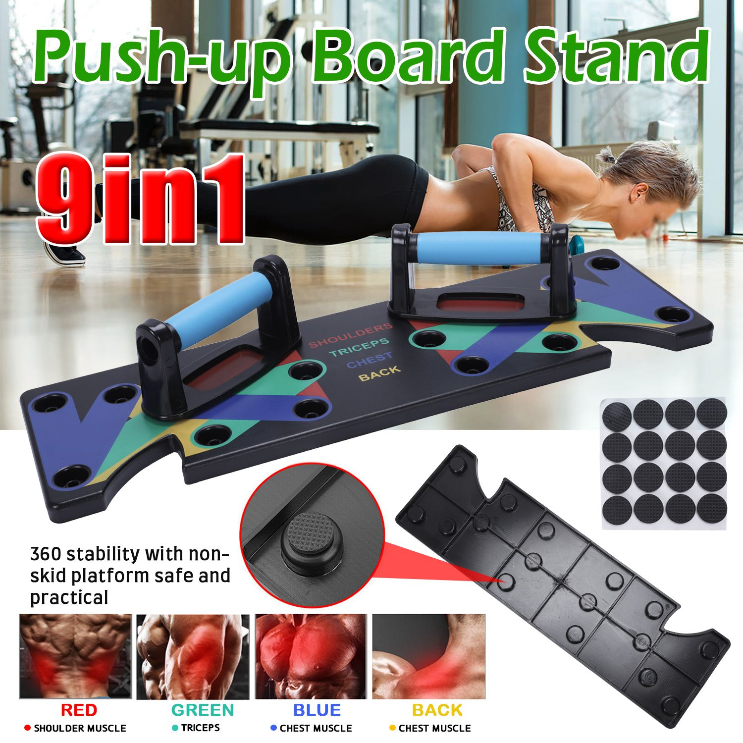 9/18 Women Men Push Up Board Stand Handles Chest Press Gym Fitness Exercise