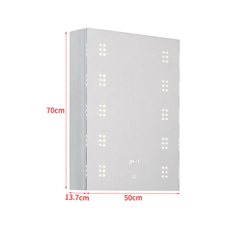 Led Bathroom Cabinet Wall Mounted Mirrored Storage Cupboard Shelf Sensor Switch