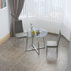 Compact Round Glass Dining Table & 2/4 Chairs Set Kitchen Room Home Furniture UK