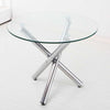 Round Glass Dining Table 4 Chairs Chrome Legs Home Kitchen Shop Office Furniture
