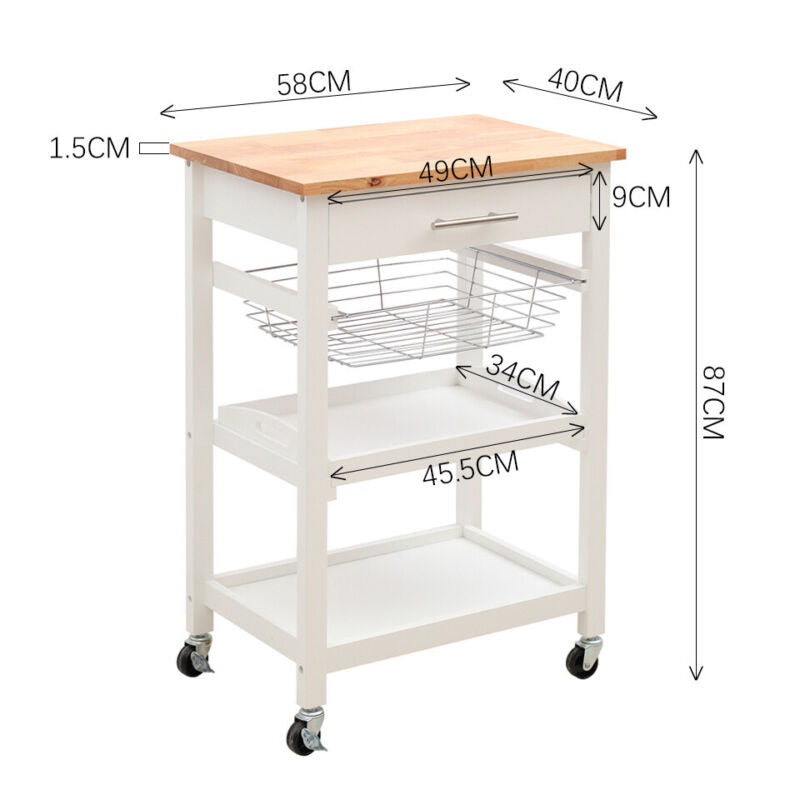 Rolling Kitchen Cart Microwave Tableware Storage Dining Room Kitchen Cupboards