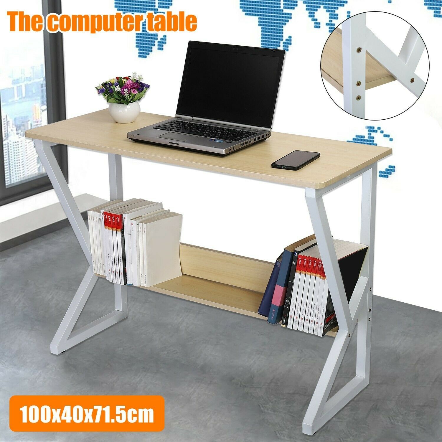 Home Office Computer Desk Study PC Writing Table Workstation Shelf Furniture UK