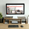 Industrial Monitor Stand Vintage Computer Desk PC Laptop Riser Rustic Tidy Shelf