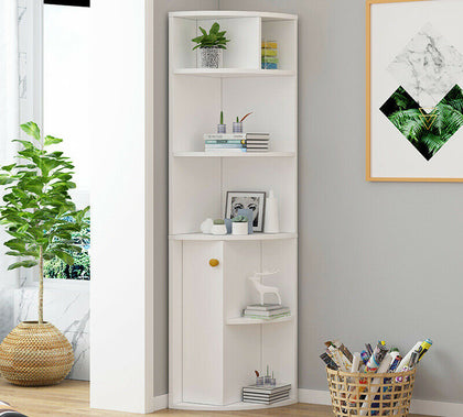 Corner White Bookshelf Kids Cabinet Tall Bookcase Book Shelf Unit Display Cube