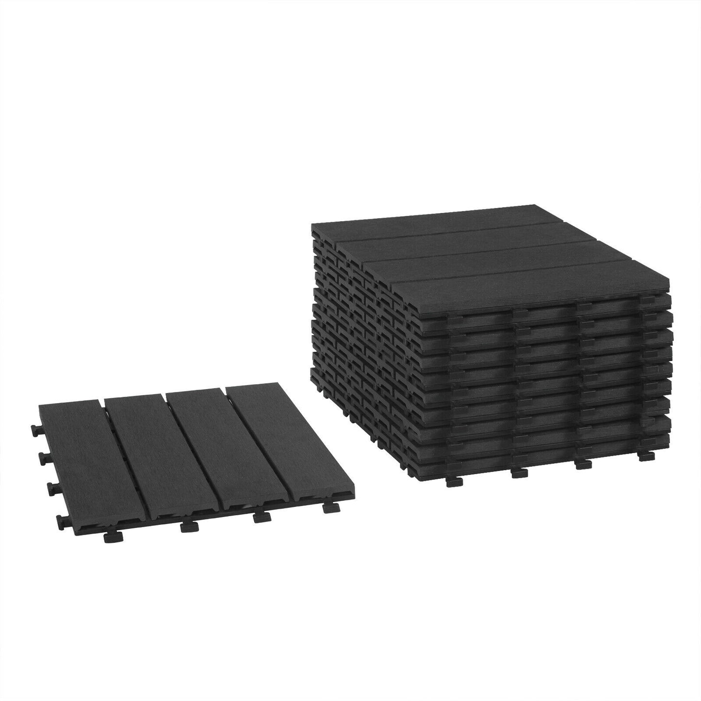 11x WPC Decking Tiles Garden Patio Balcony Interlocking Composite Decking Floor