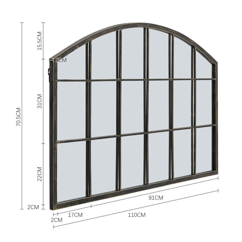 Arch Home Garden Mirror Gothic Distressed Rustic Metal Frame Wall/Floor Outdoor