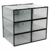 6 Stackable Plastic Shoe Boxes Drawer Storage Cabinet Nonslip Organiser Foldable