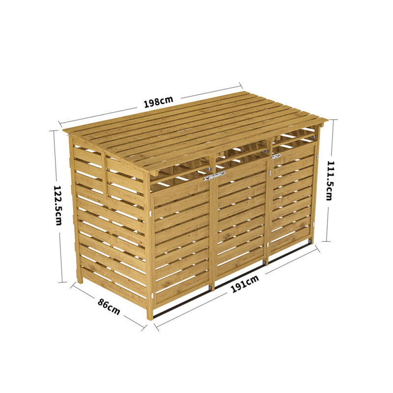 Wooden Wheelie Bin Store Recycle Box Outdoor Garden Dustbin Waste Cupboard Sheds