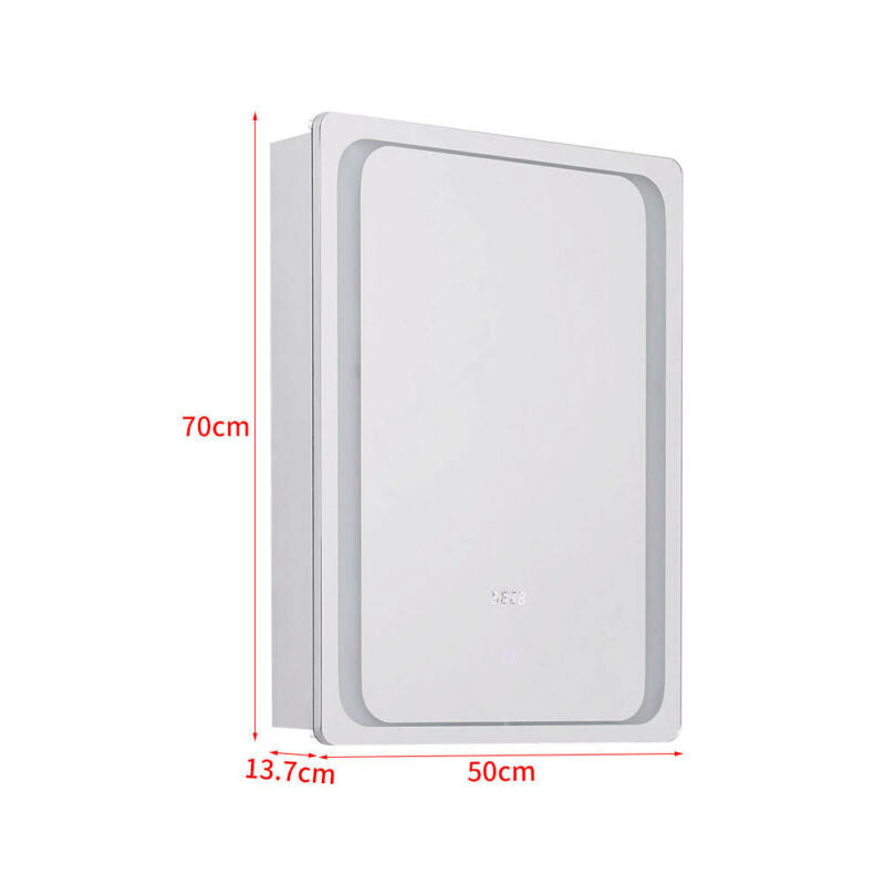 Led Bathroom Cabinet Wall Mounted Mirrored Storage Cupboard Shelf Sensor Switch