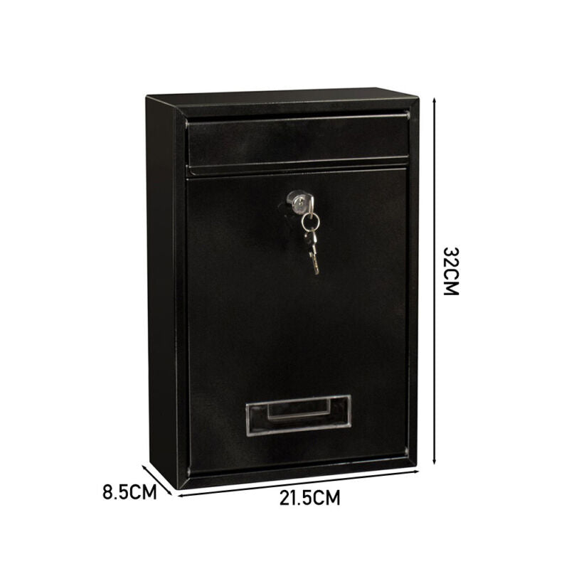 Outdoor Wall Mounted Mailbox Lockable Steel Mail Letter Post Secure Box Postbox