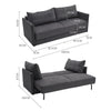 6.75ft Pull Out 3 Seater Sofa Bed Convertible Double Sleeper Couch w/Storage