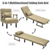 Folding Sofa Bed 3in1 Convertible Recliner Chair Linen Upholstered Seat w/Pillow