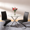 Round Glass Dining Table 4 Chairs Chrome Legs Home Kitchen Shop Office Furniture