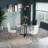 Compact Round Glass Dining Table & 2/4 Chairs Set Kitchen Room Home Furniture UK