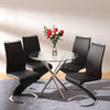 Round Glass Dining Table 4 Chairs Chrome Legs Home Kitchen Shop Office Furniture