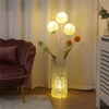 Upscale Rattan Led Floor Standing Lights Wicker Atmosphere Lamp with Ball Flower