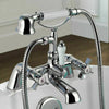 Victorian Chrome Bathroom Sink Twin Tap Bath Filler Shower Mixer Basin Mixer Set