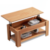 Modern Sliding Top Coffee Table with Bottom Shelf and Hidden Storage Tea Table