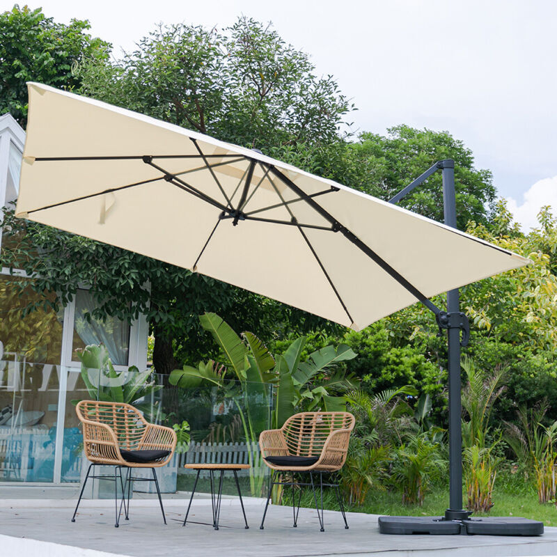 XL 3x3m Square Banana Parasol Outdoor Garden Patio Cantilever Hanging Umbrella