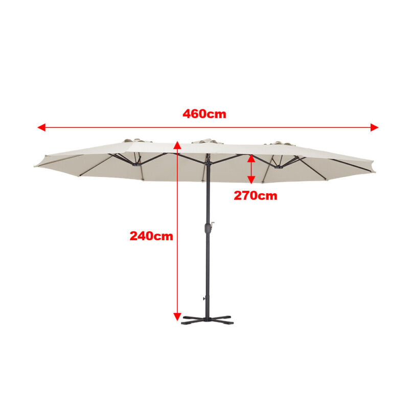 4.6M Cantilever Parasol Garden Banana Sun Umbrella Manual Rocker Shade Canopy UK
