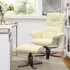 Upholstered Recliner Swivel Armchair Single Sofa w/ Stool Office Chair Wood Base