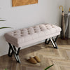 Button Tufted Upholstered Accent Lounge Chair Stool Window Seat Hallway Bench UK
