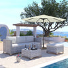 Mondeer 2.7M/3M Garden Parasol Tilt Sun Shade Umbrella 32 LED Light Hand Crank