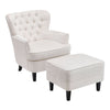 Modern Upholstered Velvet Armchair Matching Footstool Sofa Chair With Wood Legs