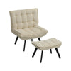 Occasional Armchair with Footstool Tufted Back Upholstered Fireside Sofa Chair