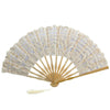White LACE FAN Folding Hand Held Dance Party Wedding Event Flower Fancy Dress UK