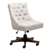 Linen Upholstered Swivel Computer Desk Chair Button Back Office Executive Chair