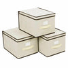 3 x FOLDABLE FABRIC STORAGE BOXES WITH LIDS COLLAPSIBLE STORAGE CUBES ORGANIZER