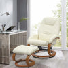 Stylish Recliner Sleeping Chair PU Leather Cushiony Armchair Lounge w/ Footstool