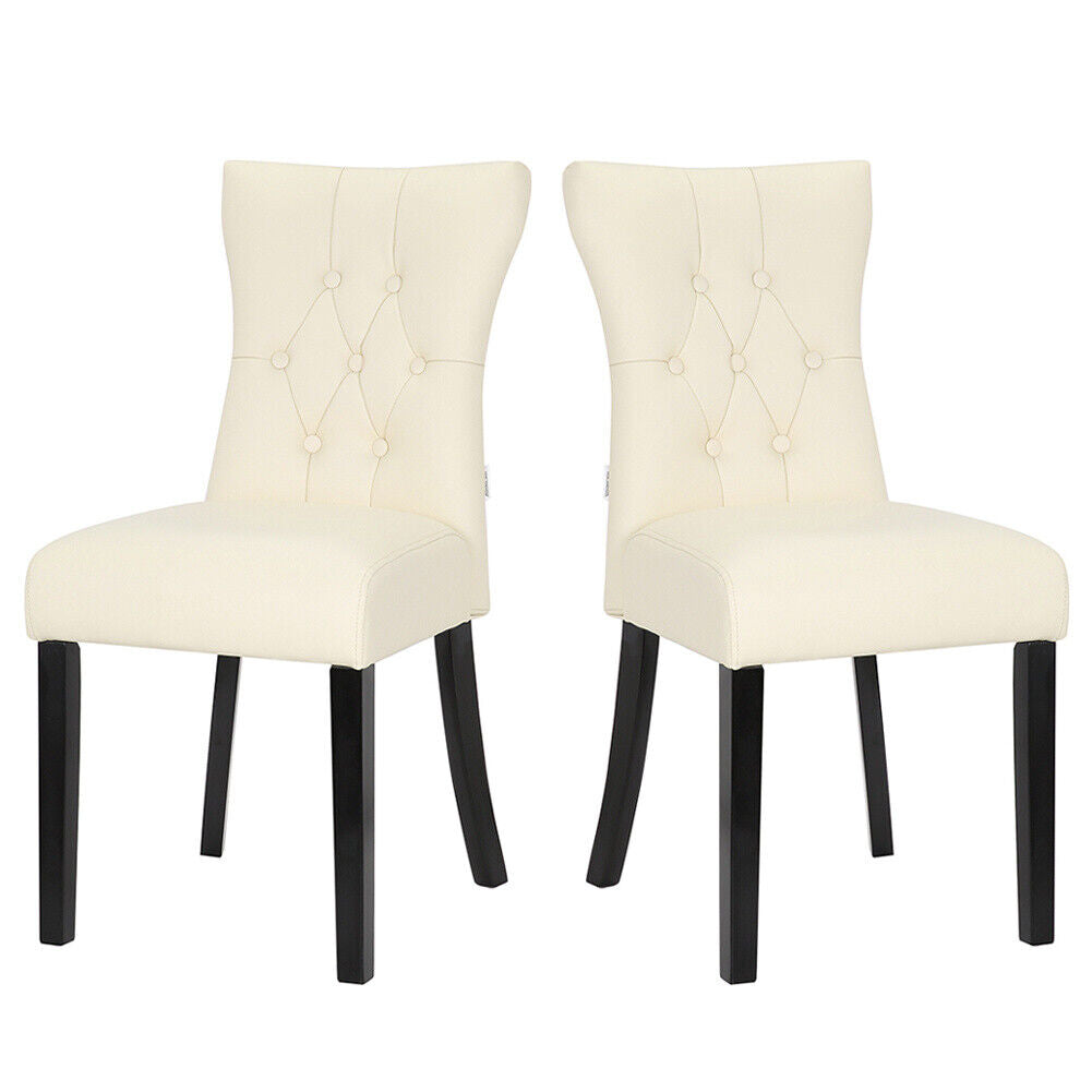 Set of 2 4 Dining Chair Faux Leather Padded Chair Kitchen Restaurant Dinner Seat