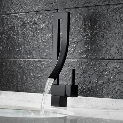 Modern Black Bathroom Taps Basin Sink Mono Mixer Chrome Cloakroom Tap 2 Hoses ++