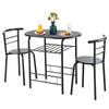 Small Table and 2 Chairs 3PCS Bar Kitchen Dining Breakfast Furniture Set W/Shelf