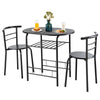 Small Table and 2 Chairs 3PCS Bar Kitchen Dining Breakfast Furniture Set W/Shelf